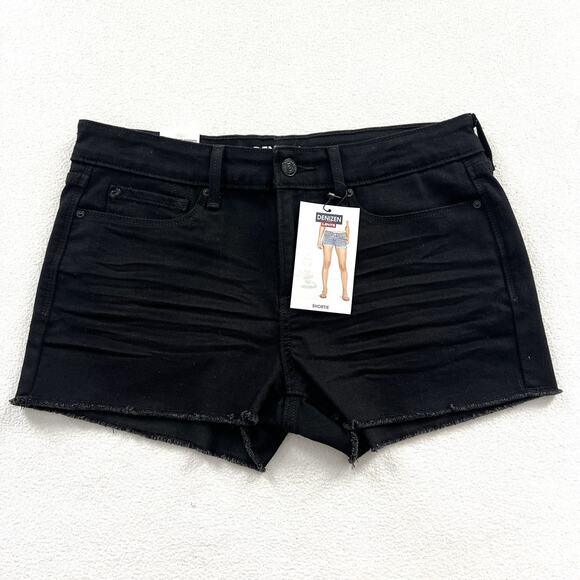 NWT Denizen Levi’s Shortie Shorts Denim Solid Black 2” Frayed Raw Hem Stretch 9 - Picture 1 of 10